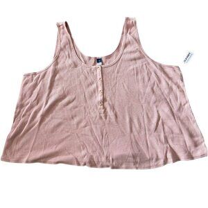 Old Navy Thermal Knit Cropped Henley Tank Top Pink Size 4X